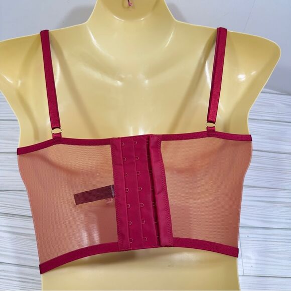 NWT VS VERY SEXY PUSH UP PLUNGE VYNIL & LACE LONGLINE CORSET TOP BRA 32D - Picture 5 of 7